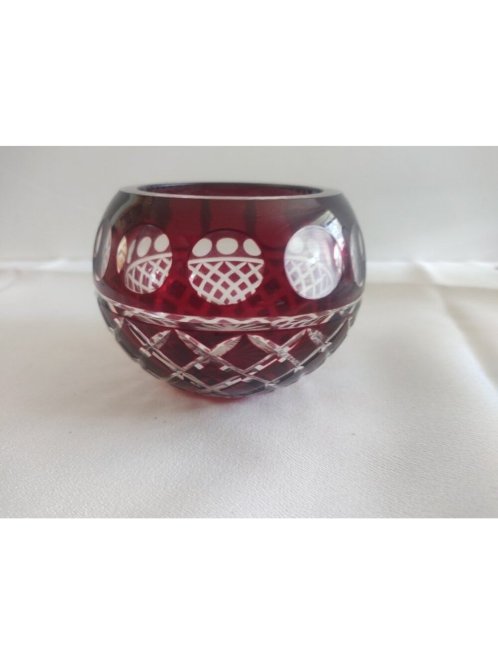 Bohemia "Imperial Estate" cut crystal glass Bowl/Vase Clear to Cranberry Red